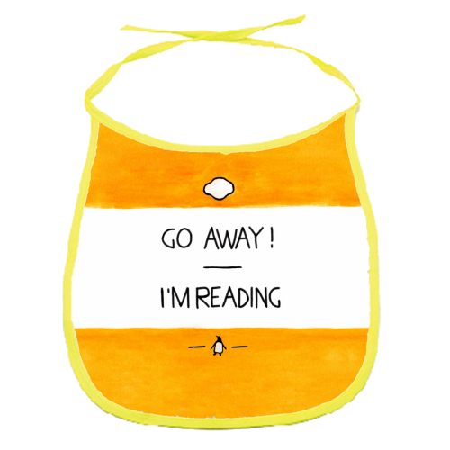 Go Away, I'm Reading - Watercolour Illustration - funny baby bib by A Rose Cast - Karen Murray