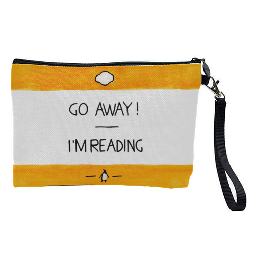 Go Away, I'm Reading - Watercolour Illustration - pretty makeup bag by A Rose Cast - Karen Murray