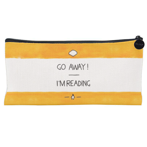 Go Away, I'm Reading - Watercolour Illustration - flat pencil case by A Rose Cast - Karen Murray