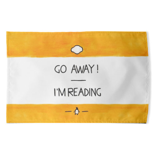Go Away, I'm Reading - Watercolour Illustration - funny tea towel by A Rose Cast - Karen Murray