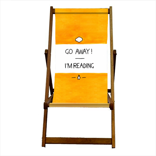 Go Away, I'm Reading - Watercolour Illustration - canvas deck chair by A Rose Cast - Karen Murray