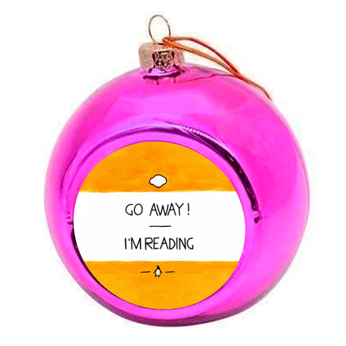 Go Away, I'm Reading - Watercolour Illustration - colourful christmas bauble by A Rose Cast - Karen Murray
