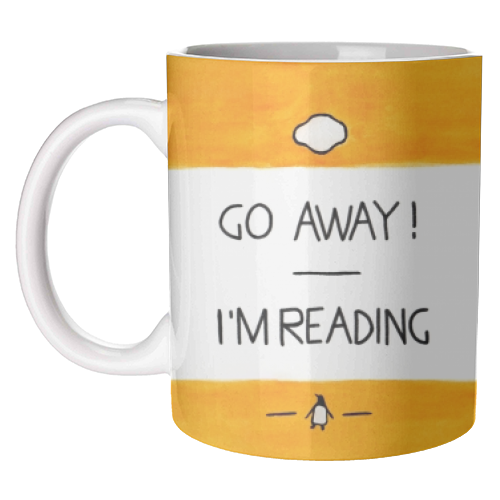 Go Away, I'm Reading - Watercolour Illustration - unique mug by A Rose Cast - Karen Murray