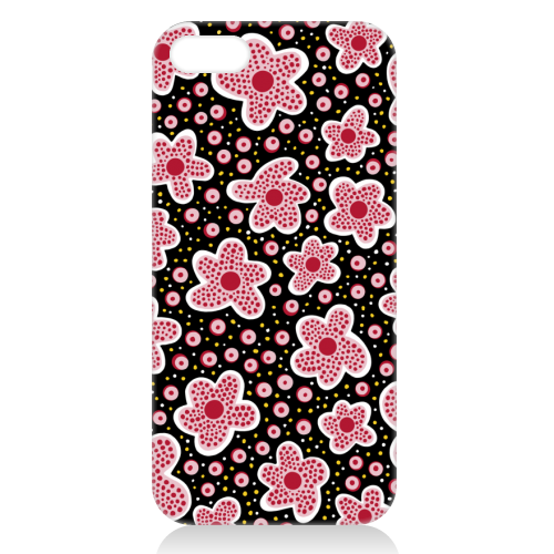 Pink Star Flowers in Space - unique phone case by Si Gross