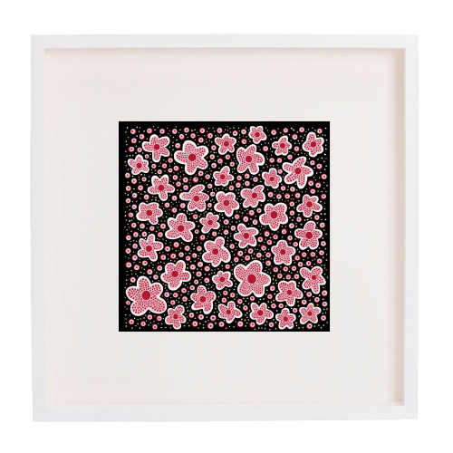 Pink Star Flowers in Space - framed poster print by Si Gross