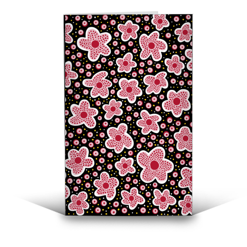 Pink Star Flowers in Space - funny greeting card by Si Gross