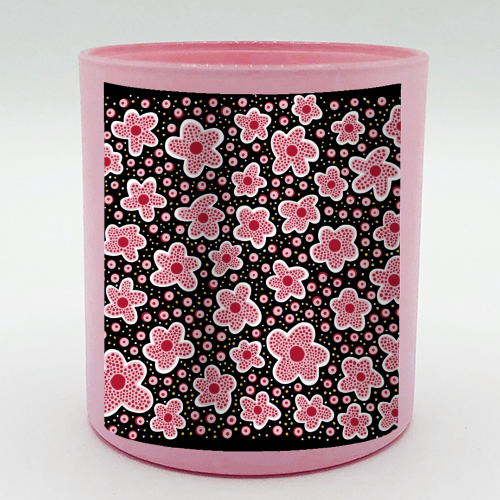 Pink Star Flowers in Space - scented candle by Si Gross