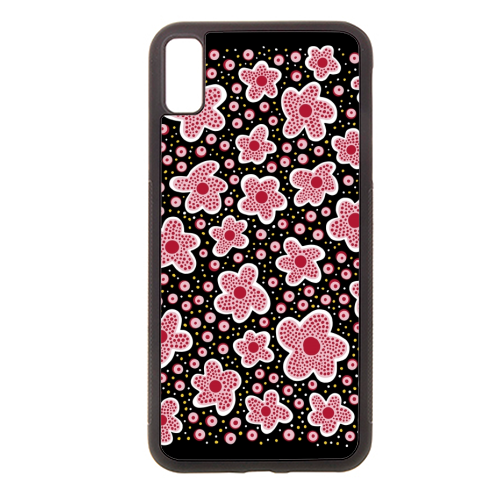 Pink Star Flowers in Space - stylish phone case by Si Gross
