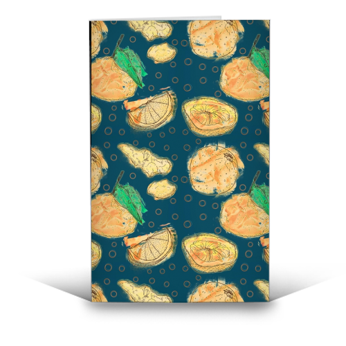 I Have A Zest For Oranges - funny greeting card by minniemorris art