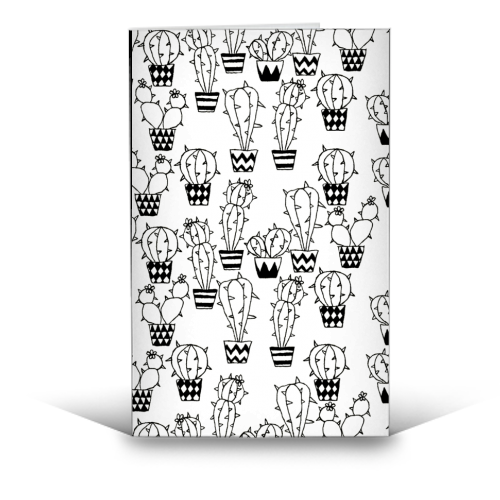 Monochrome Cacti Collective - funny greeting card by Ellen Chatelain
