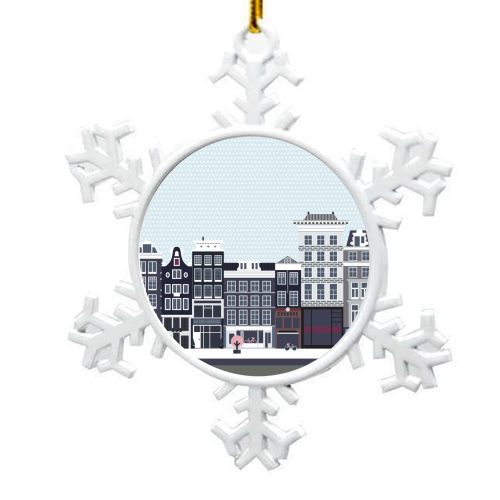 Winter in Amsterdam - snowflake decoration by Natasha Troy