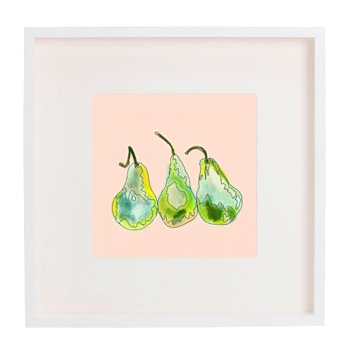 3 Pears - white/black framed print by minniemorris art