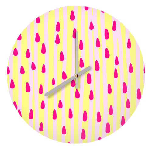 Rhubarb and Custard - quirky wall clock by Jennifer Duckett