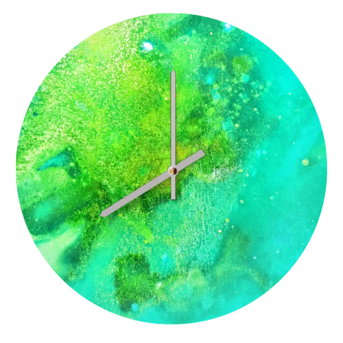 Green Aurora - quirky wall clock by Sophie Edgerley