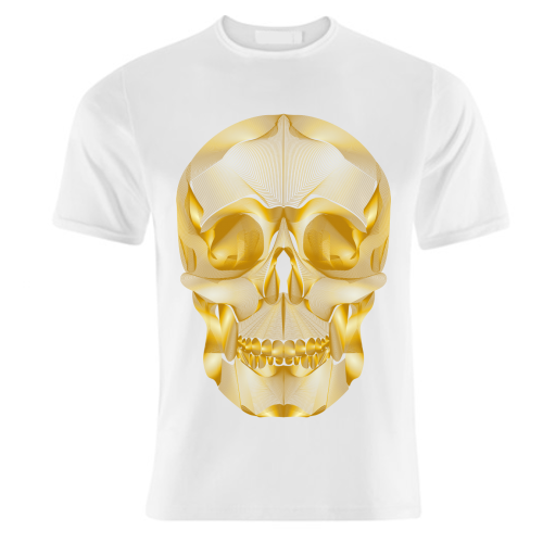 Golden Skull - unique t shirt by Suzanne Waters