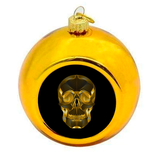 Golden Skull - colourful christmas bauble by Suzanne Waters