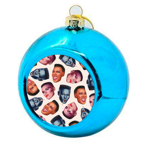 Grace Faces - colourful christmas bauble by Helen Green