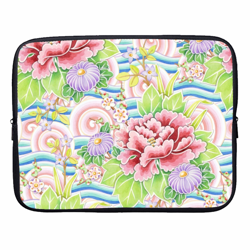 Kimono Bouquet - designer laptop sleeve by Patricia Shea