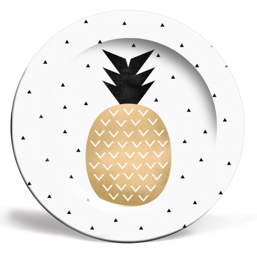 Golden Pineapple - ceramic dinner plate by Elisabeth Fredriksson