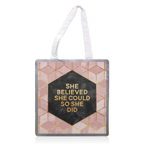 She Believed She Could - printed tote bag by Elisabeth Fredriksson