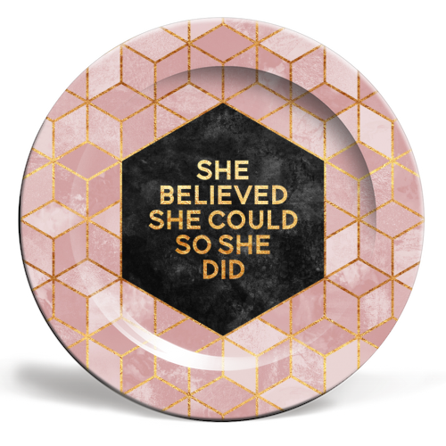 She Believed She Could - ceramic dinner plate by Elisabeth Fredriksson
