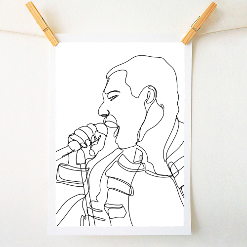 Freddie Mercury Continuous Line Art - A1 - A4 art print by Lisa Wardle
