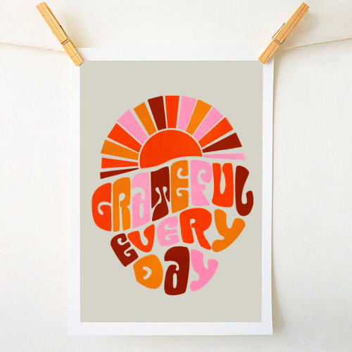 Buy Grateful Everyday - 70s Hippie Style - A1, A2, A3 or A4 art prints on  Art Wow designed by Ania Wieclaw