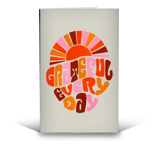 Grateful Everyday - 70s Hippie Style - funny greeting card by Ania Wieclaw