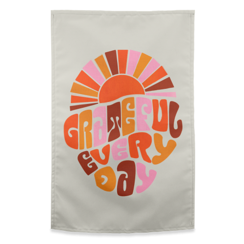 Grateful Everyday - 70s Hippie Style - funny tea towel by Ania Wieclaw