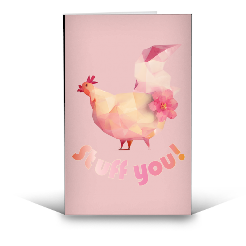 Stuff You Pastel Pink Chicken - funny greeting card by Isabella Zietsman