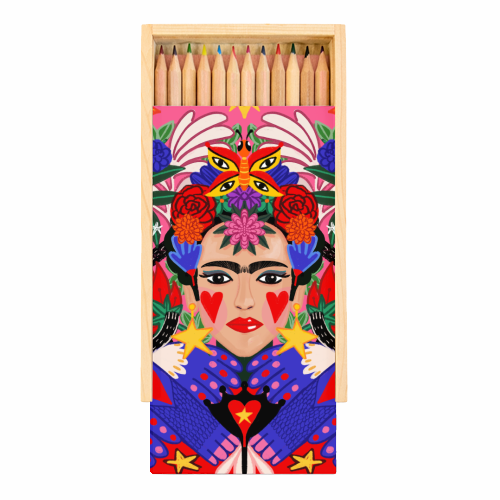 TROPICAL  FRIDA IN PINK - Coloured Pencils with Box by Nichola Cowdery