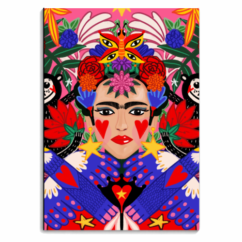 TROPICAL  FRIDA IN PINK - personalised A4, A5, A6 notebook by Nichola Cowdery