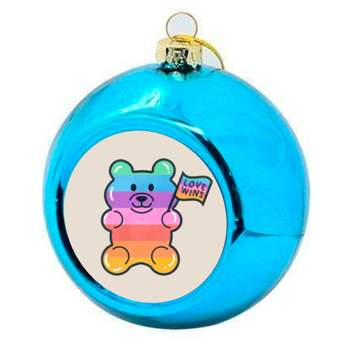 Love Wins, Rainbow Jelly Bear - colourful christmas bauble by Ania Wieclaw