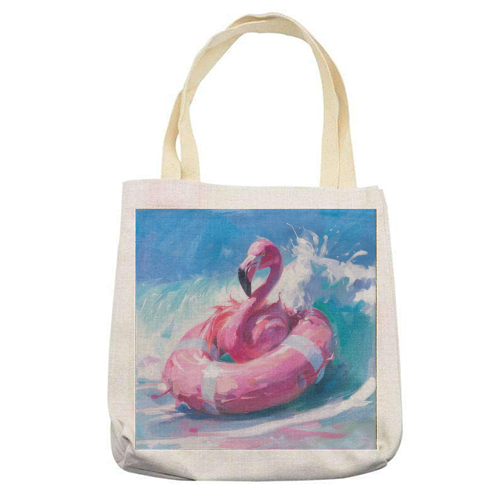 Pink Flamingo - printed canvas tote bag by DejaReve