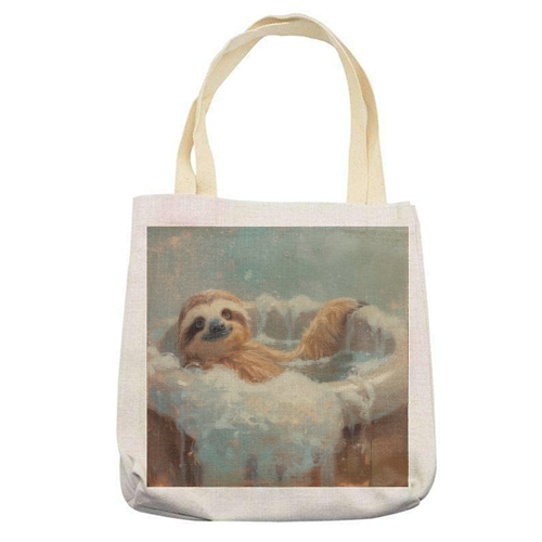 Slow and Chilling Life - printed canvas tote bag by DejaReve