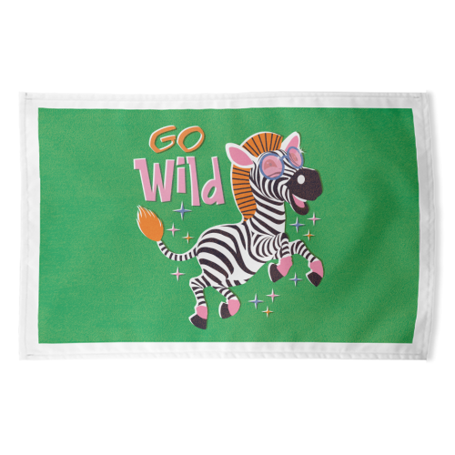 Go Wild Zebra - funny tea towel by Claire Atwood