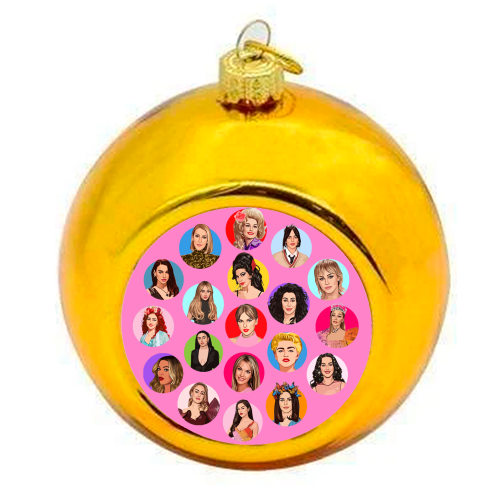 Female Music Icons - colourful christmas bauble by DOLLY WOLFE