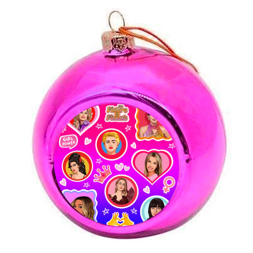 Female Music Icons - colourful christmas bauble by DOLLY WOLFE