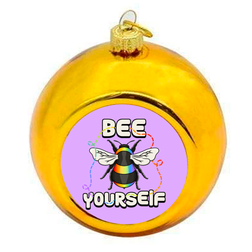 Bee Yourself - Pride Bee - colourful christmas bauble by Amy Farmer