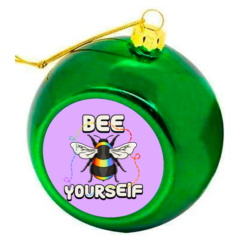 Bee Yourself - Pride Bee - colourful christmas bauble by Amy Farmer