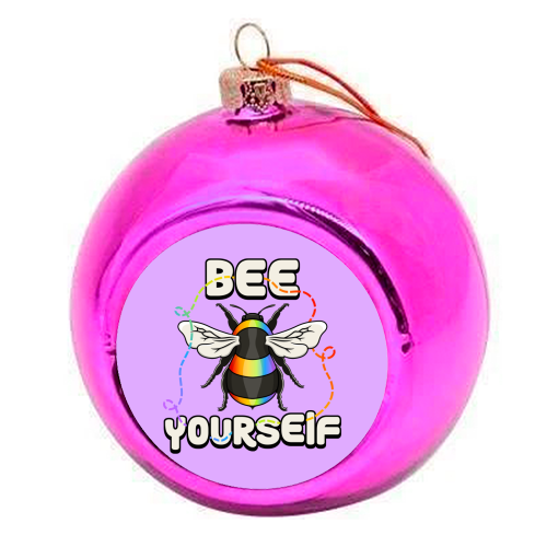 Bee Yourself - Pride Bee - colourful christmas bauble by Amy Farmer