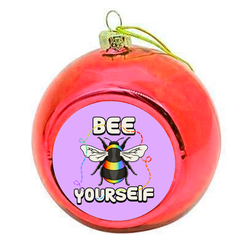 Bee Yourself - Pride Bee - colourful christmas bauble by Amy Farmer