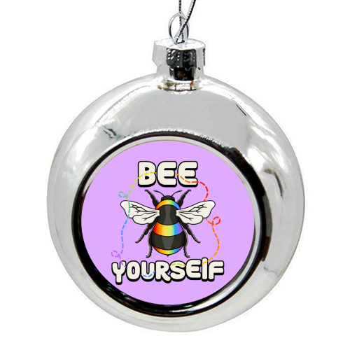 Bee Yourself - Pride Bee - colourful christmas bauble by Amy Farmer