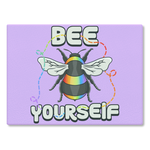 Bee Yourself - Pride Bee - glass chopping board by Amy Farmer