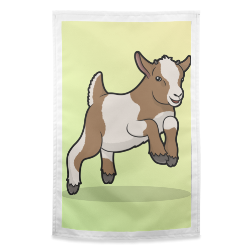 Jumping Baby Goat - funny tea towel by Amy Farmer