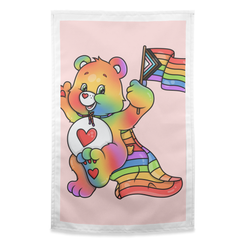 Pride Care Bear - funny tea towel by Amy Farmer