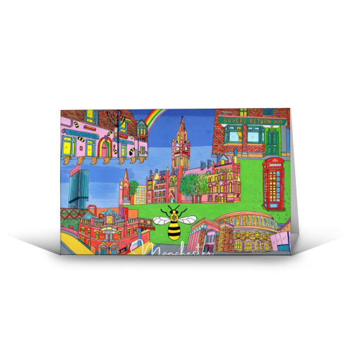 Manchester in Bright Colours - funny greeting card by Julie Littler