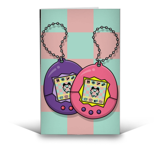 90s Tamagotchi - 90s Toys - funny greeting card by Amy Farmer
