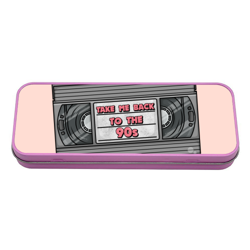 Take Me Back to the 90s! - VHS Tape - tin pencil case by Amy Farmer