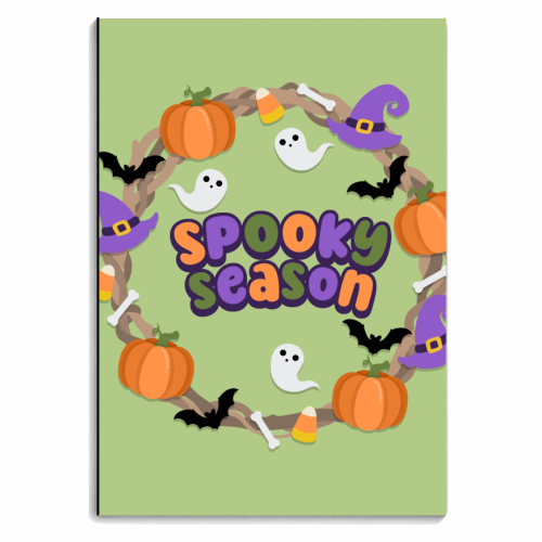 Spooky Season - Halloween Wreath - personalised A4, A5, A6 notebook by Amy Farmer